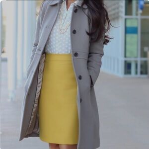 NWOT J. Crew No. 2 Bright Yellow Double Serge Cotton Pencil Skirt